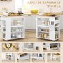 Voir la diapositive 4 : HOMCOM Desserte de cuisine style cosy chic multi-rangement blanc bois hévéa