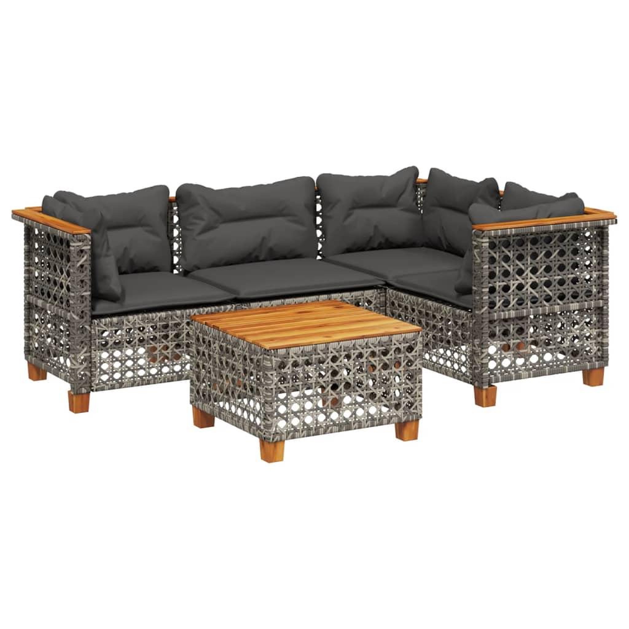 Voir la diapositive 2 : VIDAXL Salon de jardin 5 pcs avec coussins gris resine tressee