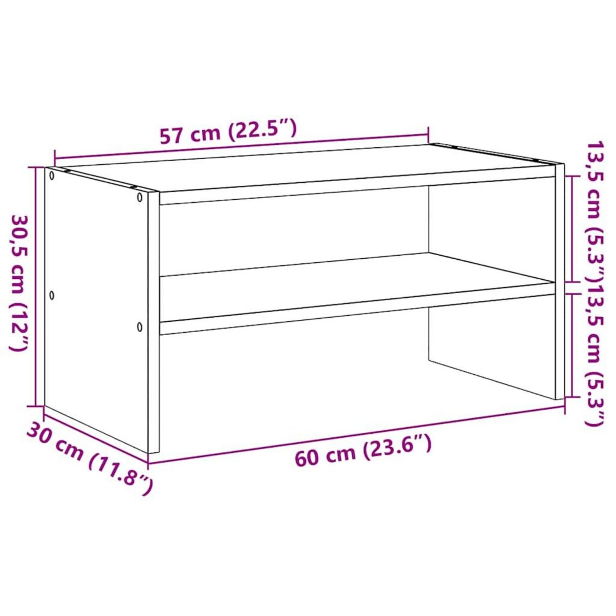 VIDAXL Etagere a chaussures empilable blanc 60x30x30,5 cm