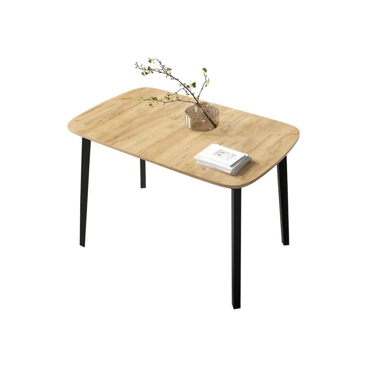 BEST MOBILIER Magov - table à manger extensible - effet bois et noir - 4 personnes