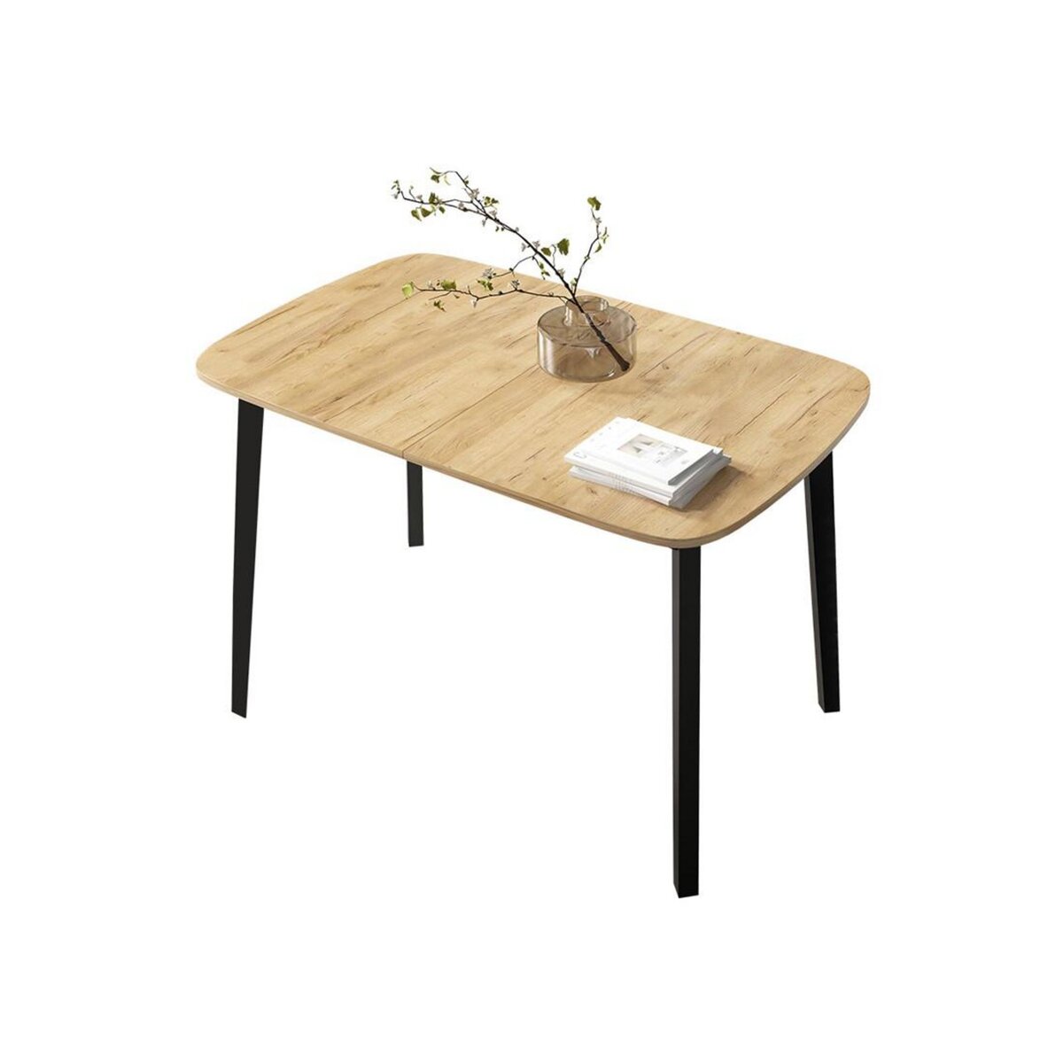 BEST MOBILIER Magov - table à manger extensible - effet bois et noir - 4 personnes