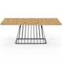 Voir la diapositive 3 : ID MARKET Table à manger extensible rectangle YUNA 6-10 personnes plateau bois et pied filaire en métal noir 160 - 200 cm