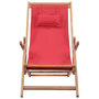 Voir la diapositive 2 : VIDAXL Chaise pliable de plage Tissu et cadre en bois Rouge