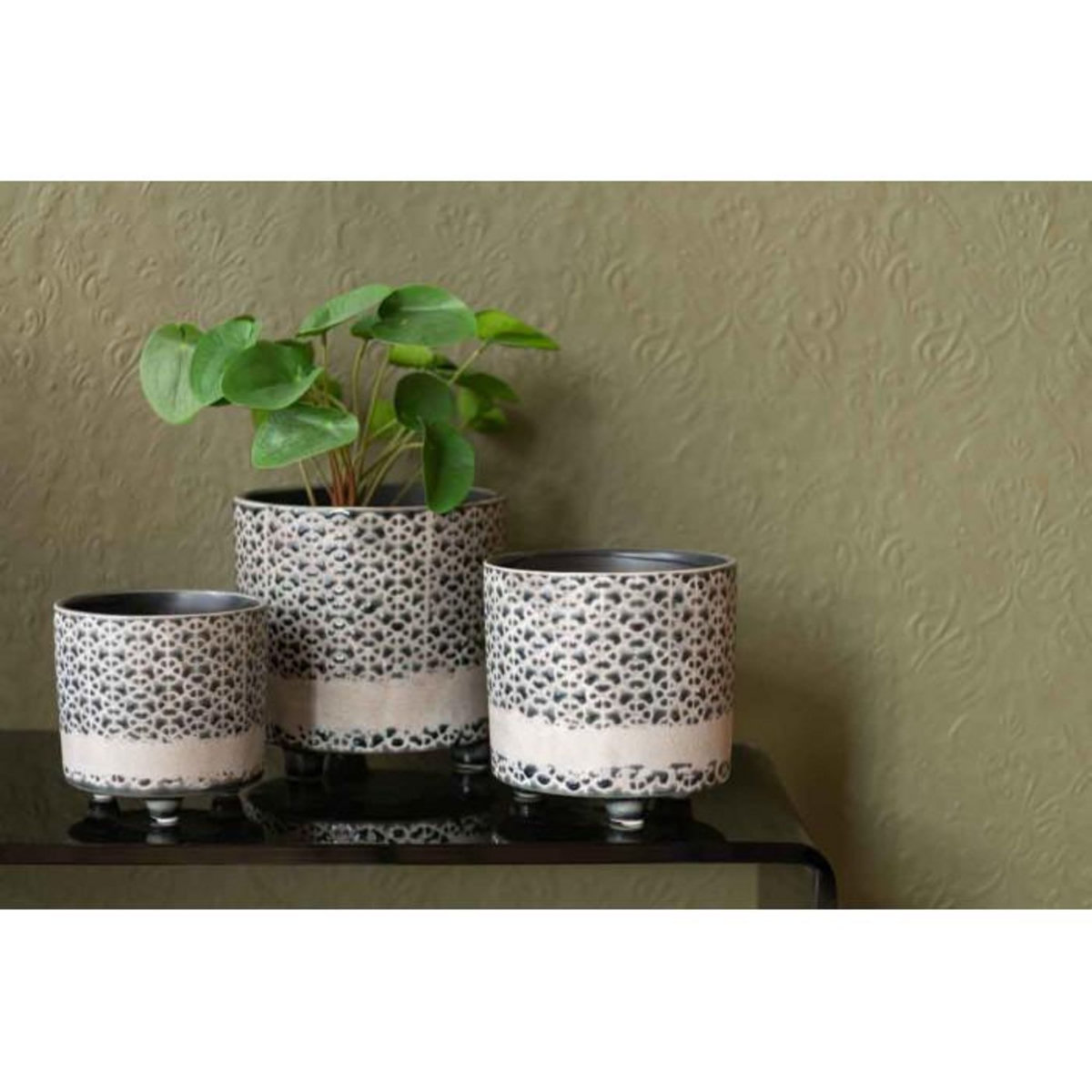 Paris Prix Cache-Pot en Céramique  Mosaïque  17cm Gris