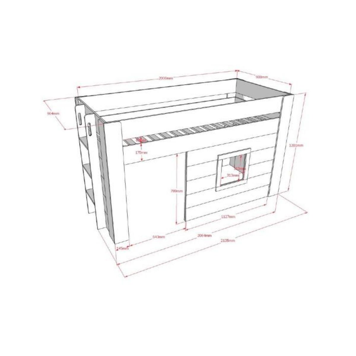 Paris Prix Lit Enfant Cabane  Noah  90x200cm Blanc