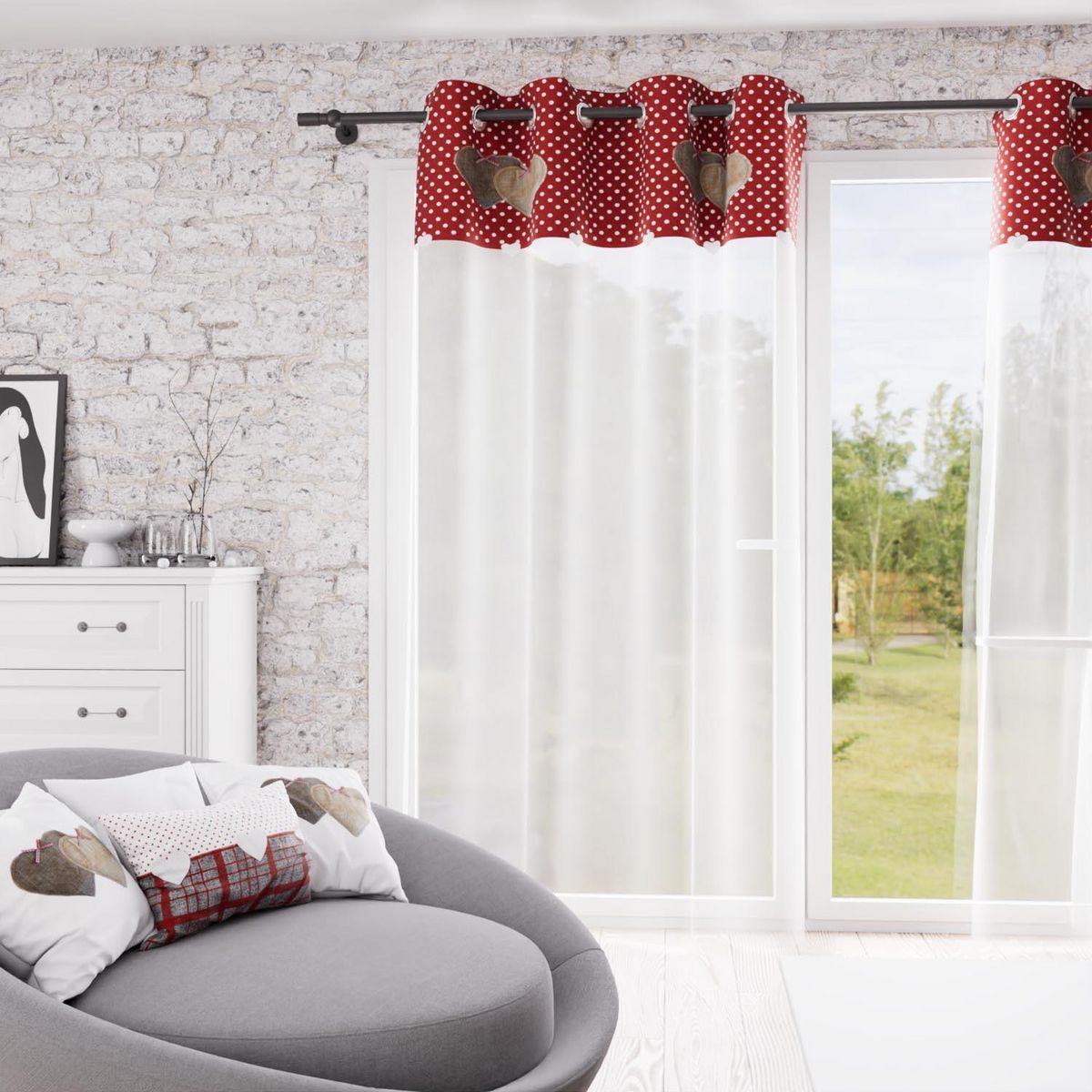 SOLEIL D'OCRE Voile à oeillets pur coton 135x250 cm LOVE, par Soleil d'Ocre