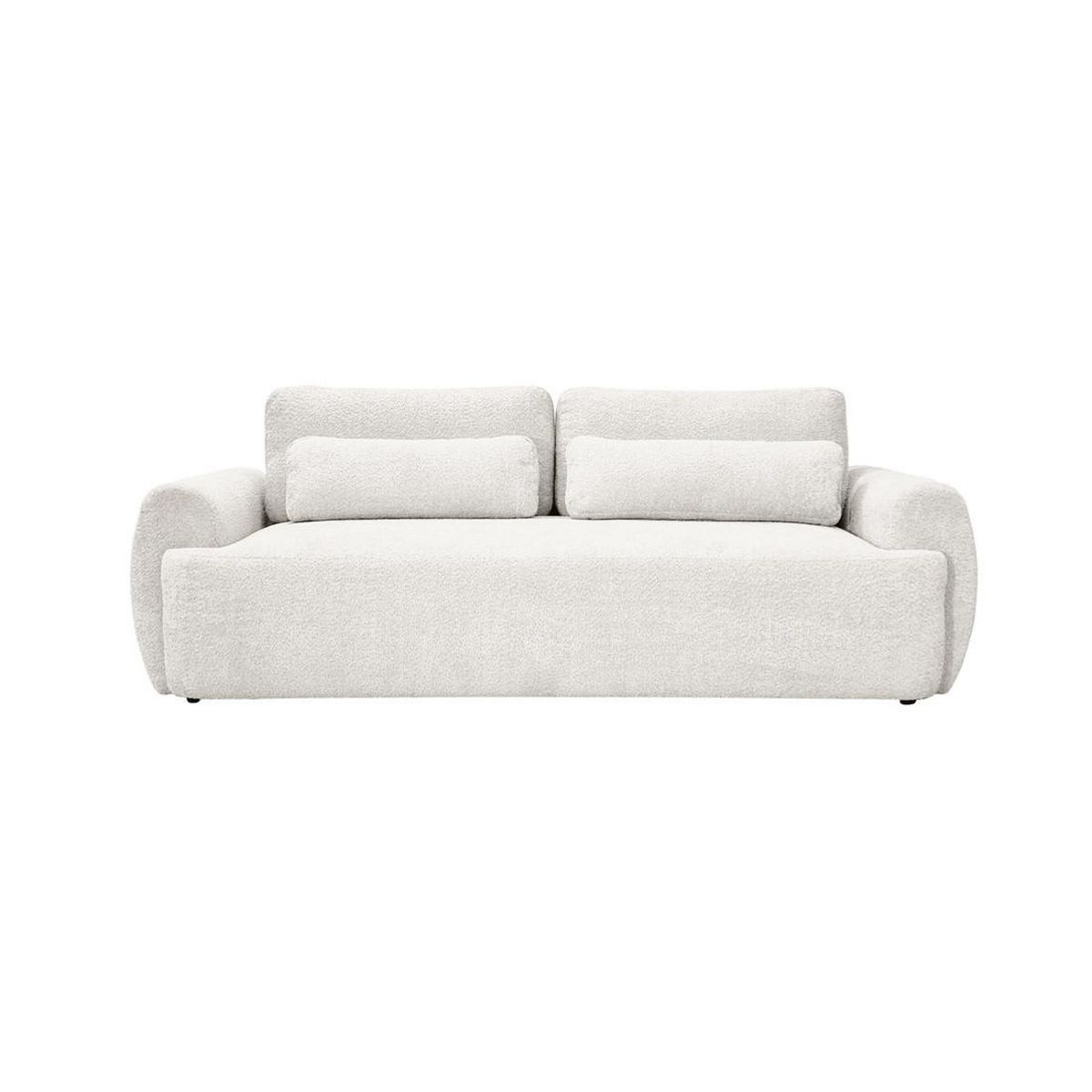 BEST MOBILIER Mahina - canapé droit 3 places - convertible avec coffre - en tissu bouclette