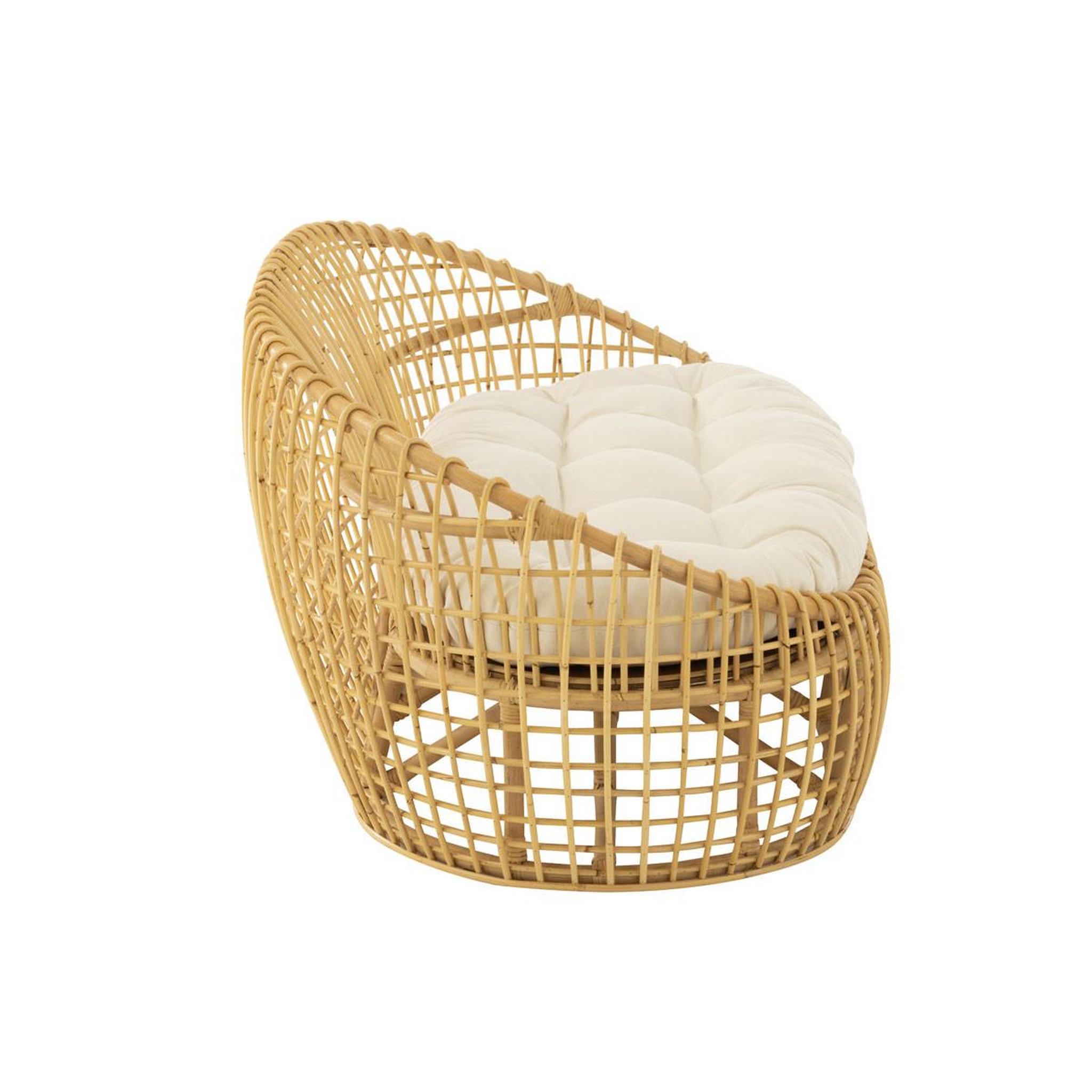 Voir la diapositive 3 : J-LINE Canapé 2 places rotin & coussin  lise  137cm naturel