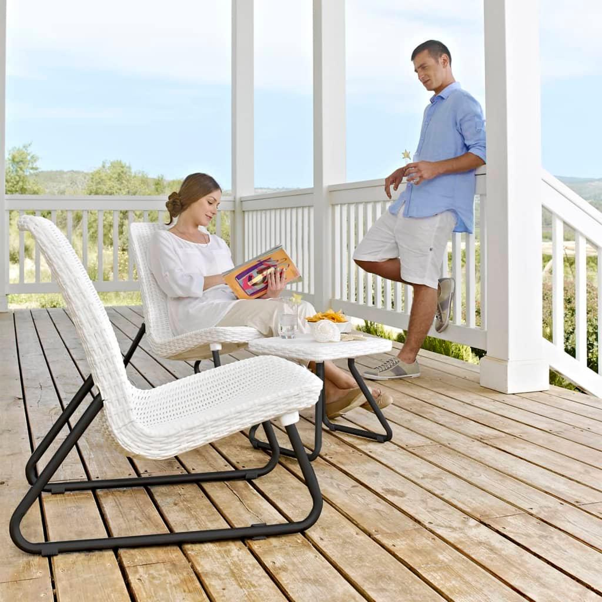 Voir la diapositive 1 : Keter Keter Salon de jardin 3 pcs Rio Blanc 218155