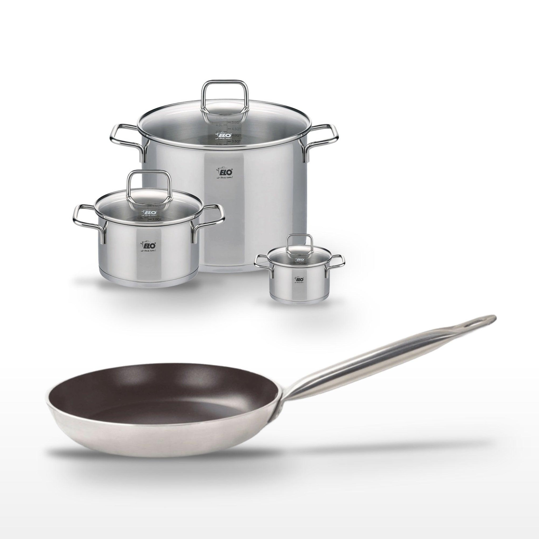 ELO Lot poêle 32 cm elo bistro line & 3 faitouts elo citrin