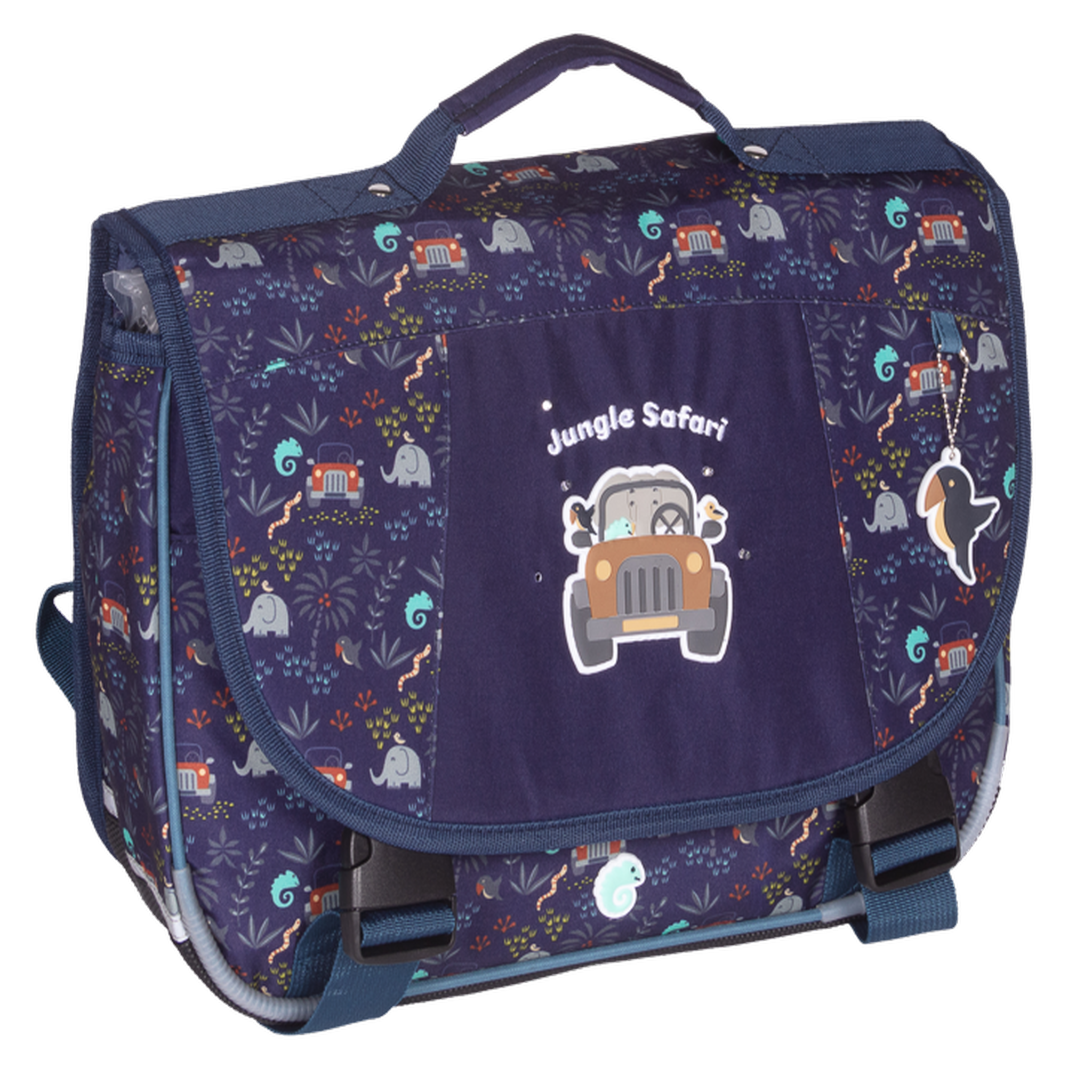 Bagtrotter KIP - Cartable scolaire 38 cm Jungle Safari - Bleu - 2 Compartiments