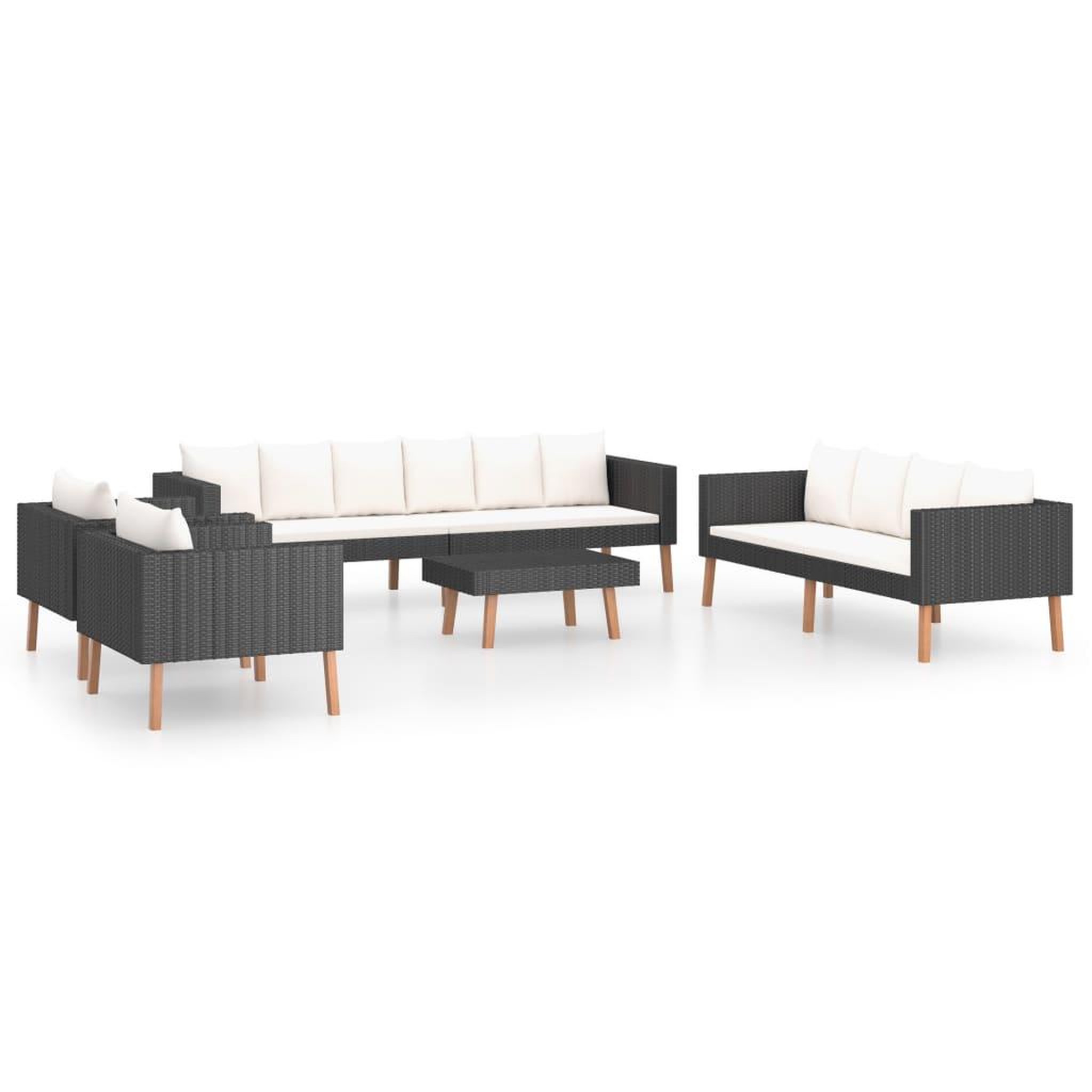 Voir la diapositive 2 : VIDAXL Salon de jardin 5 pcs avec coussins resine tressee noir