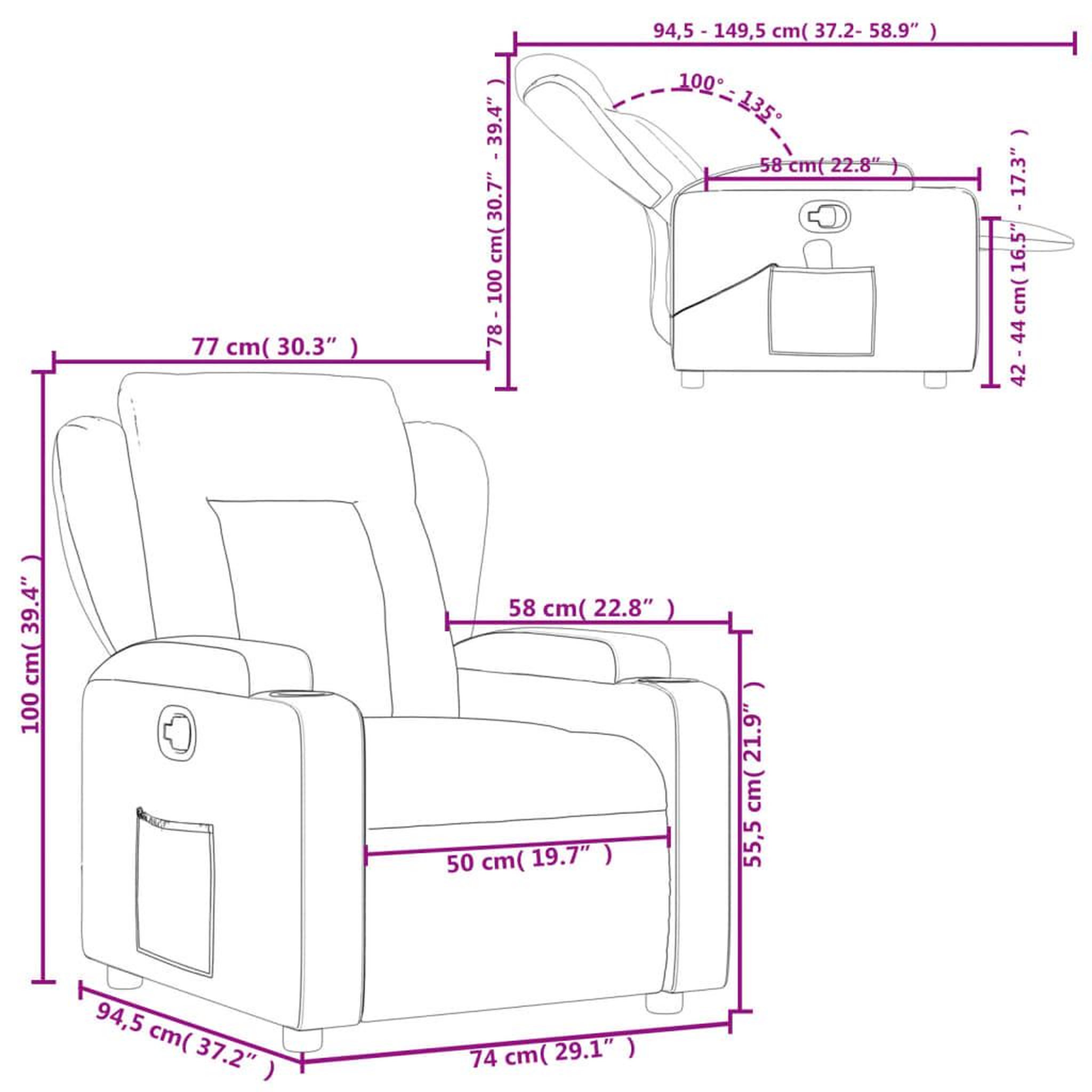 Voir la diapositive 6 : VIDAXL Fauteuil inclinable Cappuccino Similicuir