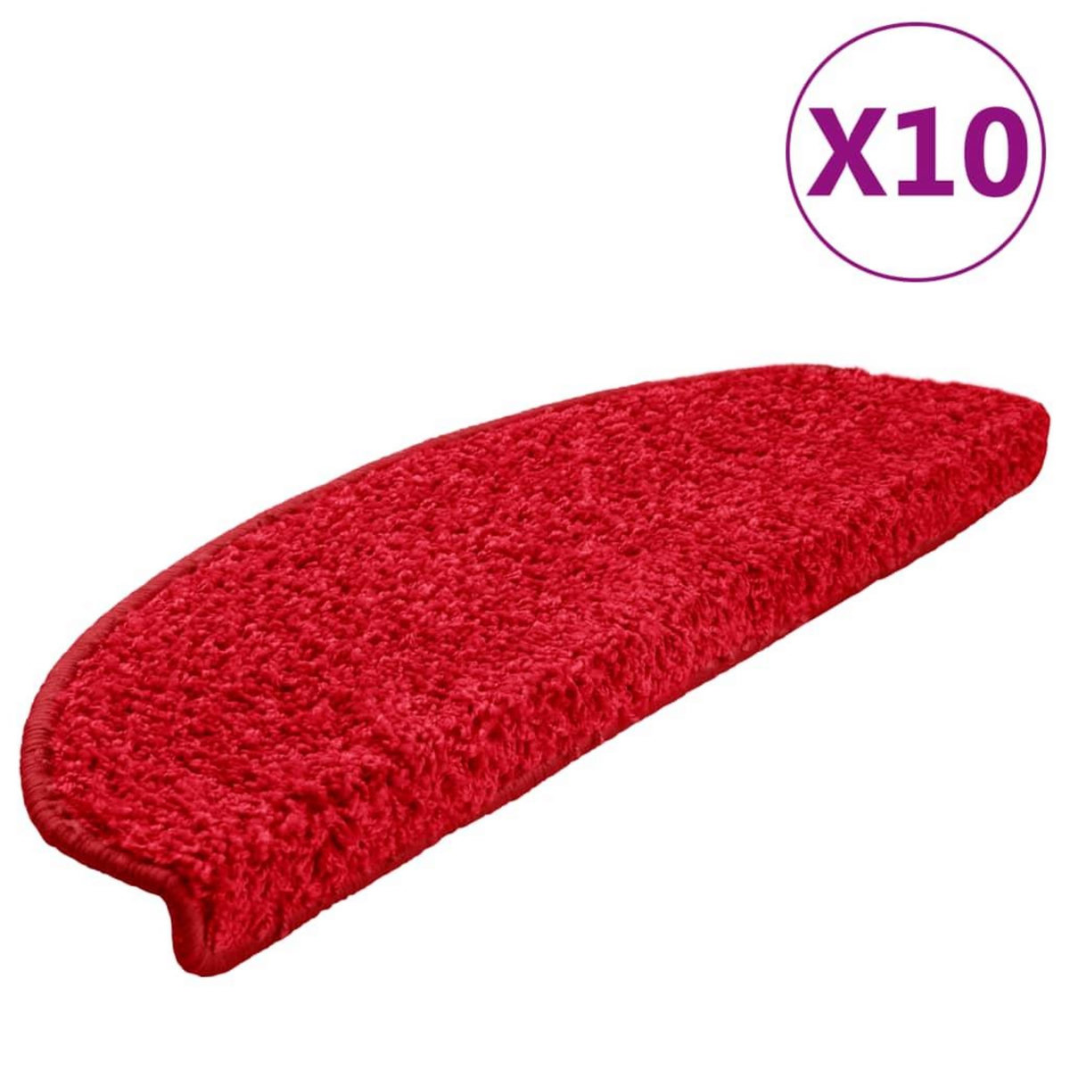 VIDAXL Tapis d'escalier 10 pcs 65x21x4 cm Rouge
