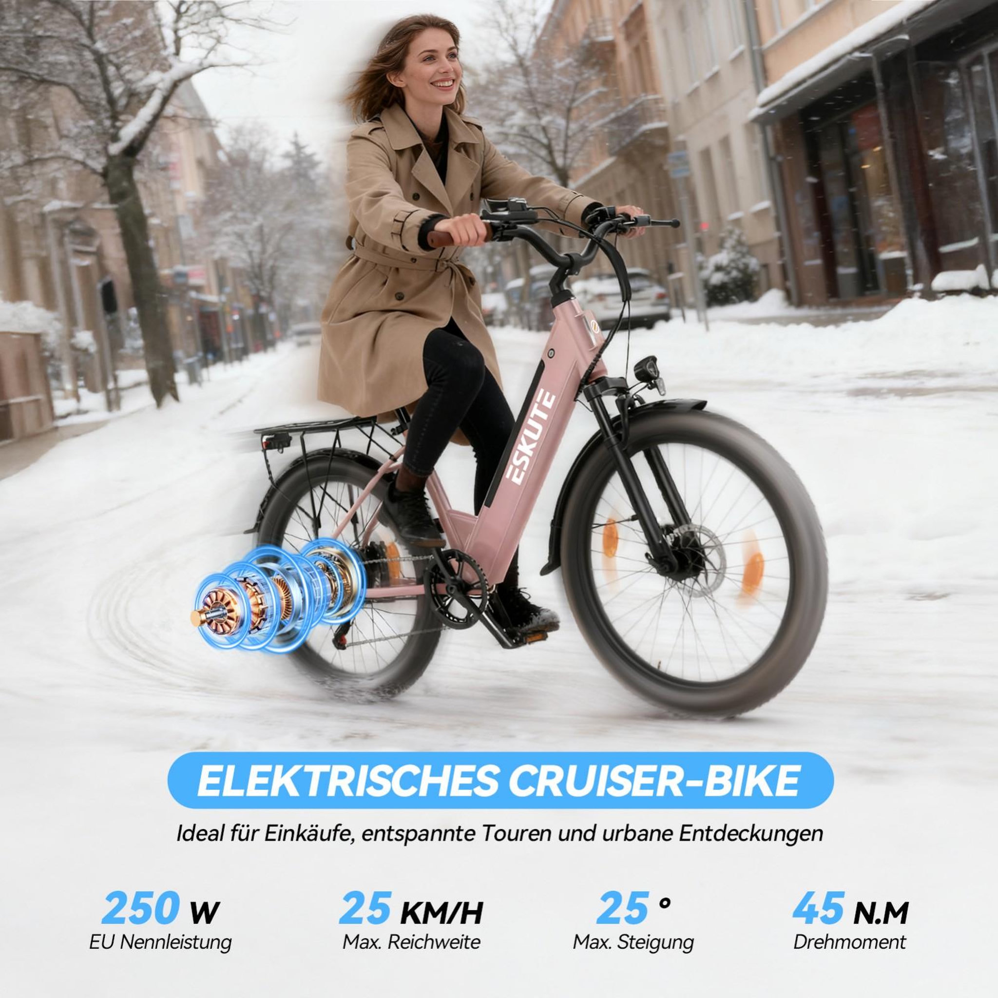 Voir la diapositive 4 : ESKUTE Vélo électrique Eskute C100 Plus