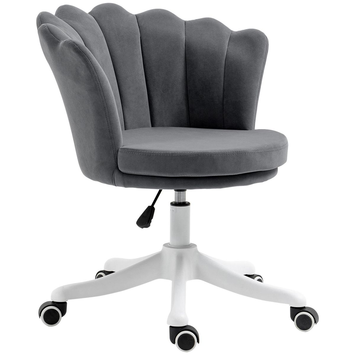VINSETTO Chaise de bureau design coquillage - hauteur réglable, pivotante - revêtement velours grand confort gris