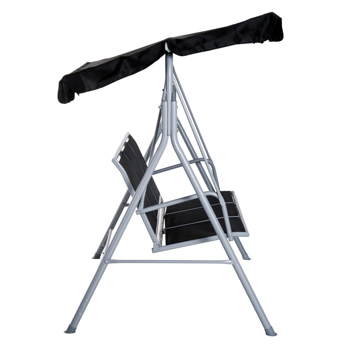 OUTSUNNY Balancelle de jardin 3 places grand confort toit imperméabilisé inclinaison réglable assise et dossier ergonomique acier textilène noir