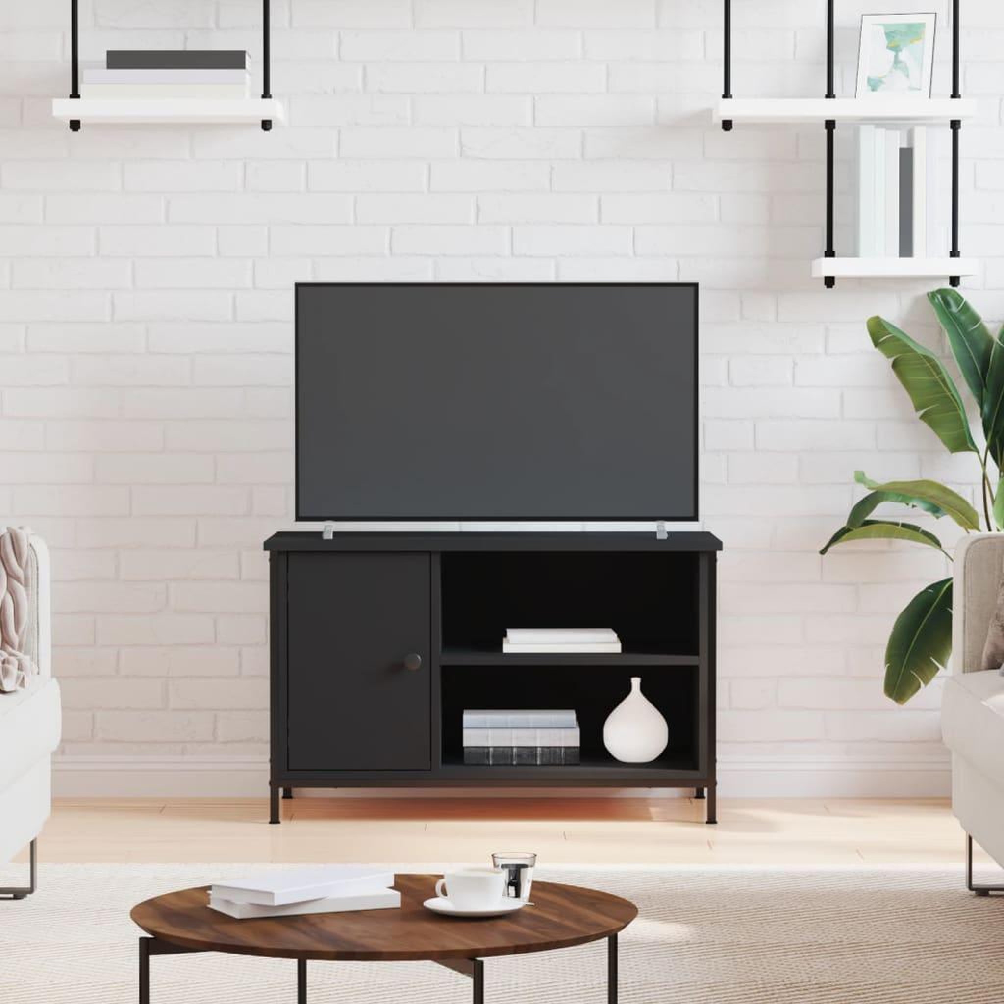 VIDAXL Meuble TV Noir 80x40x50 cm Bois d'ingenierie