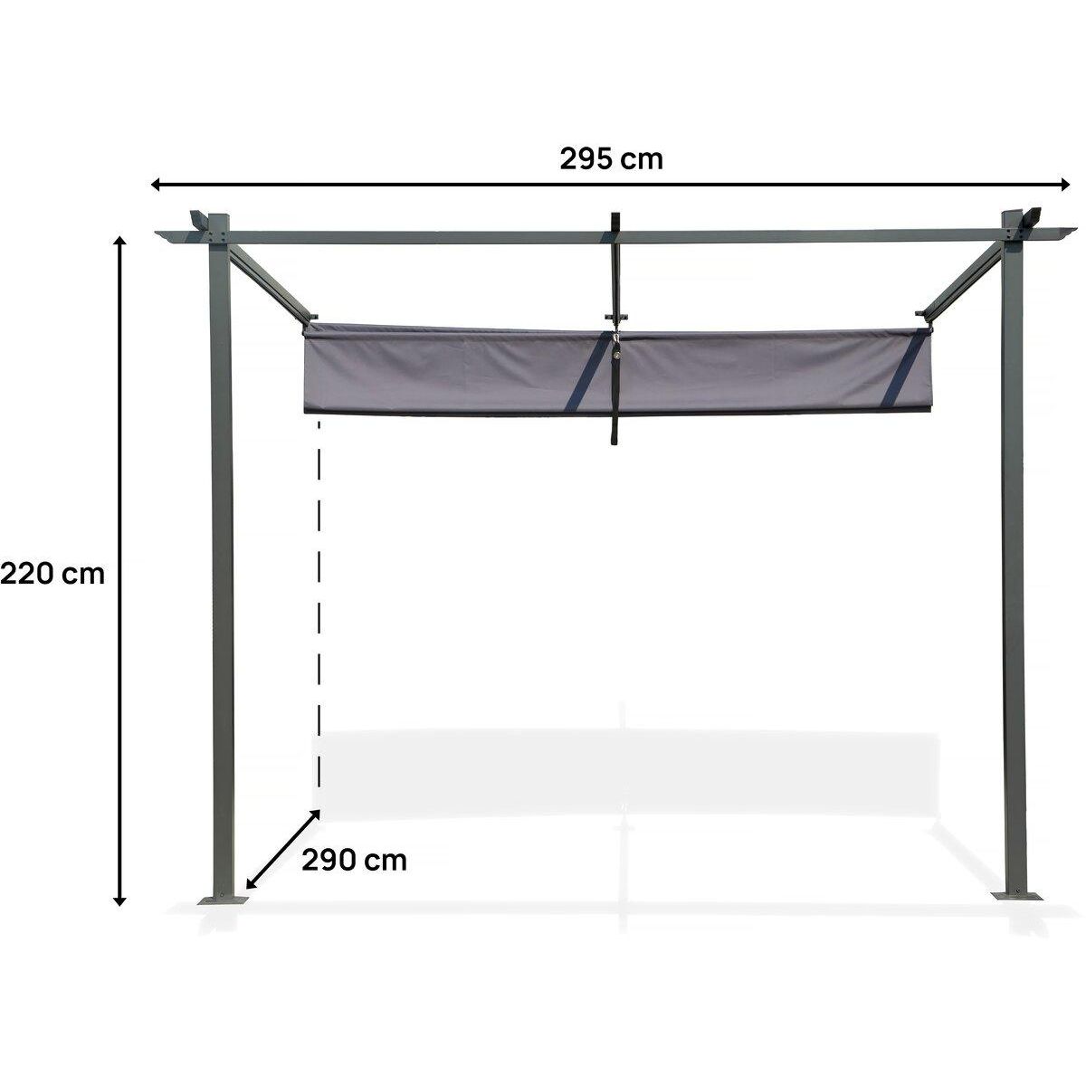 Habitat et Jardin Pergola adossée avec toit rétractable - 3 x 3 m - Gris anthracite