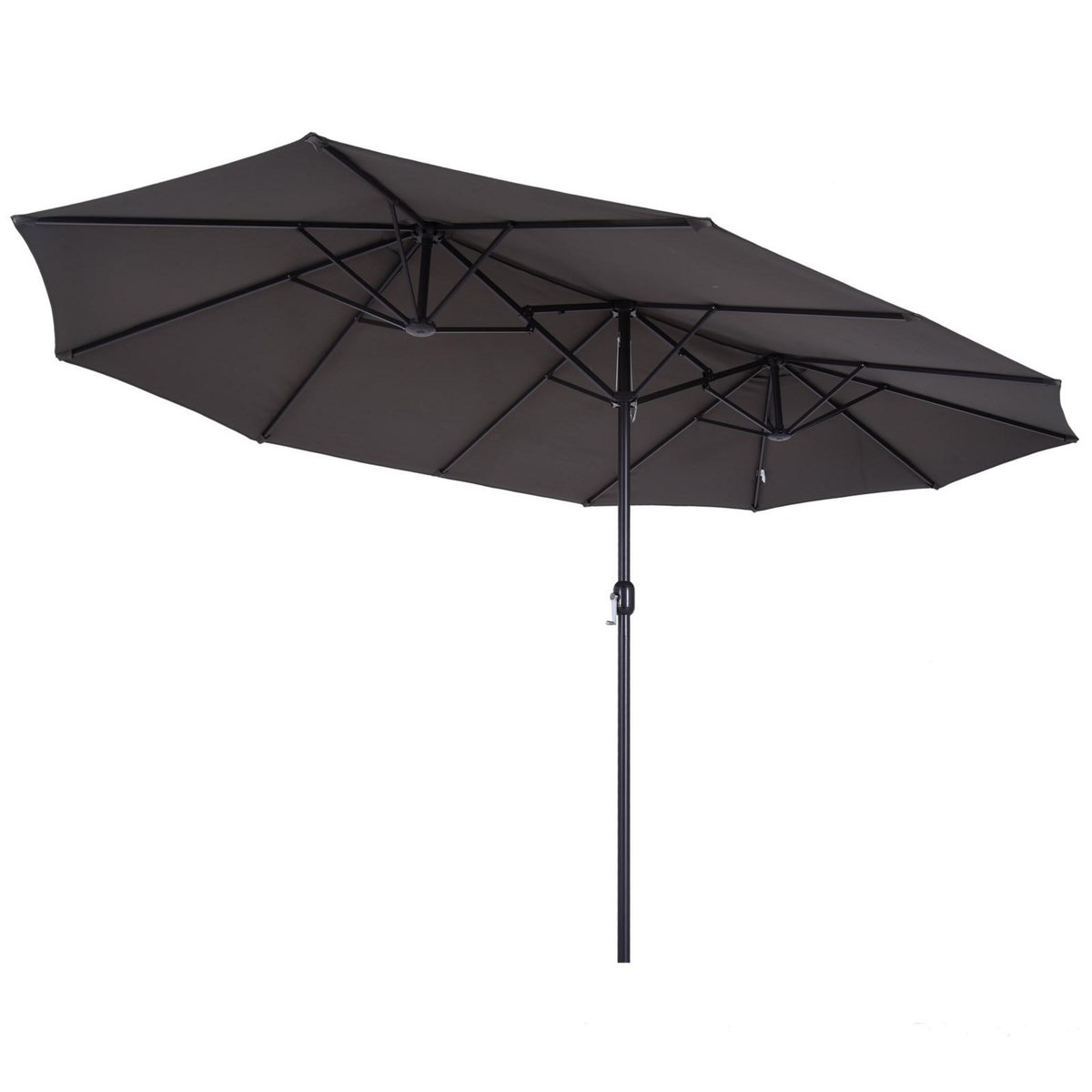 OUTSUNNY Parasol de jardin XXL parasol grande taille 4,6L x 2,7l x 2,4H m ouverture fermeture manivelle acier polyester haute densité gris