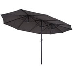 OUTSUNNY Parasol de jardin XXL parasol grande taille 4,6L x 2,7l x 2,4H m ouverture fermeture manivelle acier polyester haute densité gris