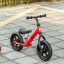 Voir la diapositive 2 : HOMCOM Draisienne enfant roues 12  EVA hauteur selle et guidon réglable cale-pied antidérapant acier rouge noir