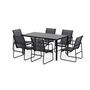 Voir la diapositive 5 : BEST MOBILIER Murillo - ensemble table et chaises de jardin - 6 personnes - noir et gris