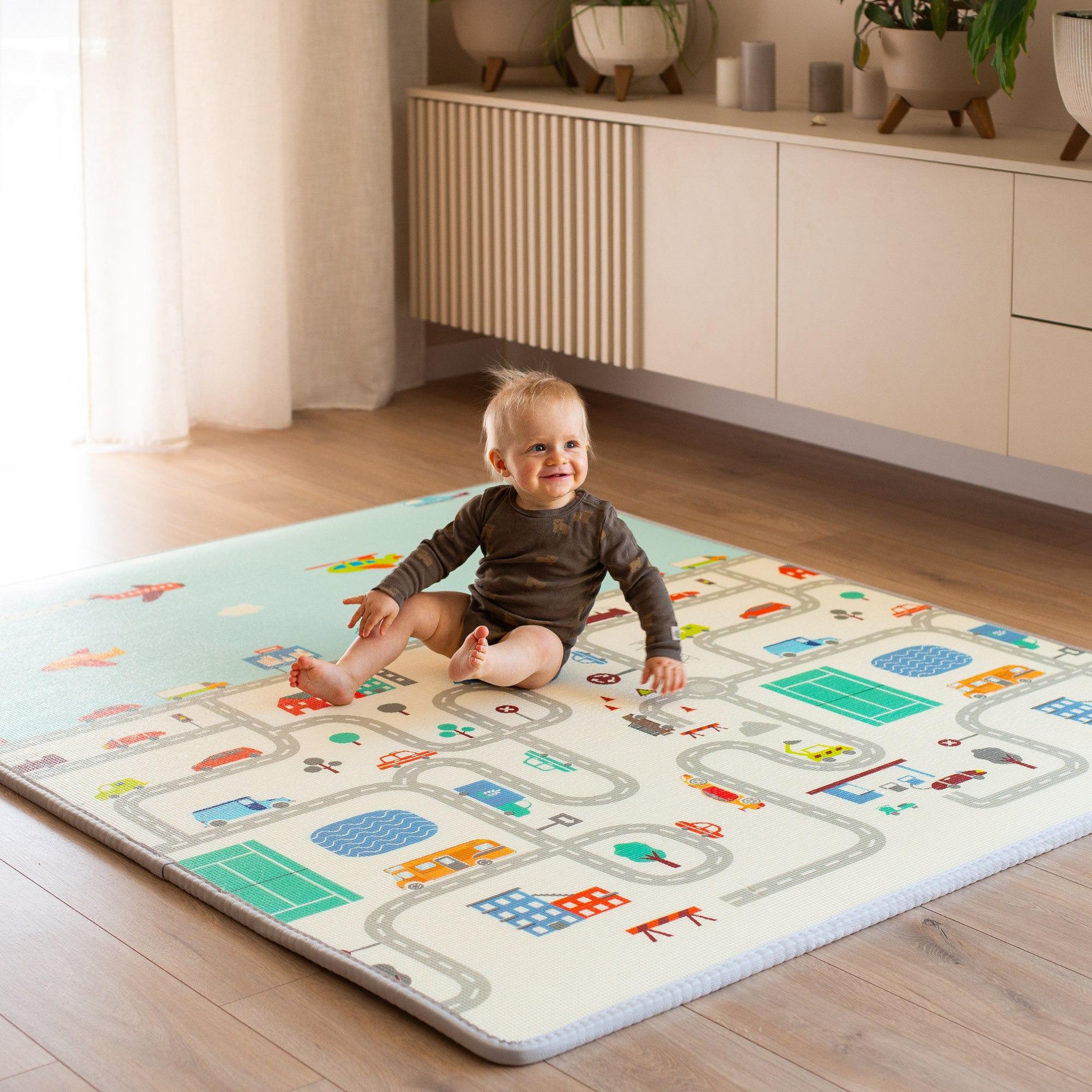 Voir la diapositive 2 : MAMABRUM Tapis d'éveil Mousse Enfant Double Face 180x150 cm Epaisseur 2 cm Des la Naissance