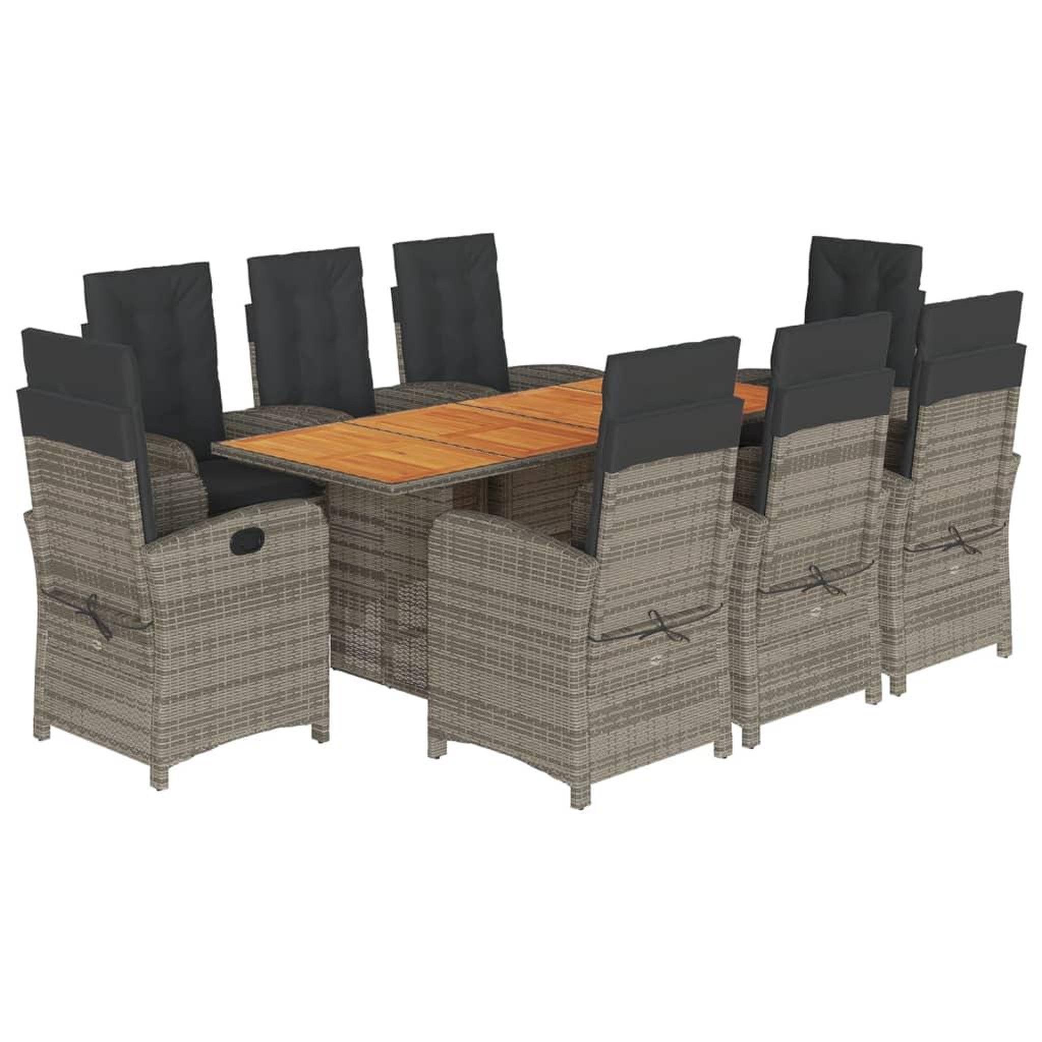 Voir la diapositive 2 : VIDAXL Ensemble a manger de jardin 9 pcs coussins gris resine tressee