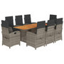 Voir la diapositive 2 : VIDAXL Ensemble a manger de jardin 9 pcs coussins gris resine tressee