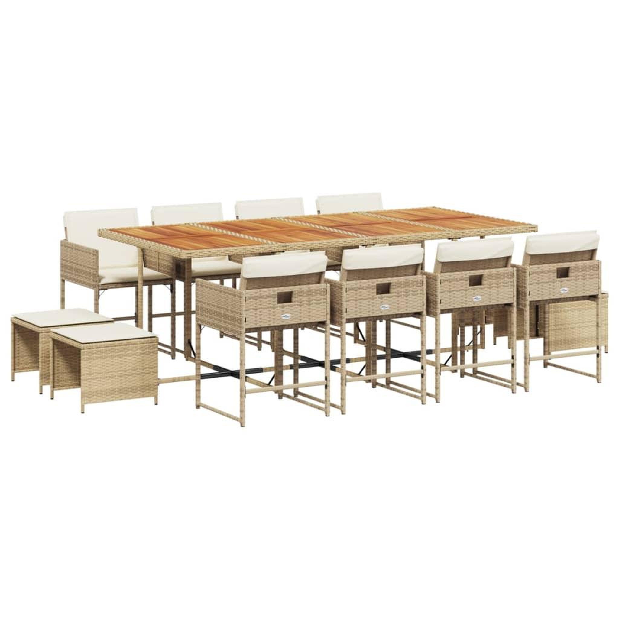 Voir la diapositive 2 : VIDAXL Ensemble a manger de jardin et coussins 13 pcs beige