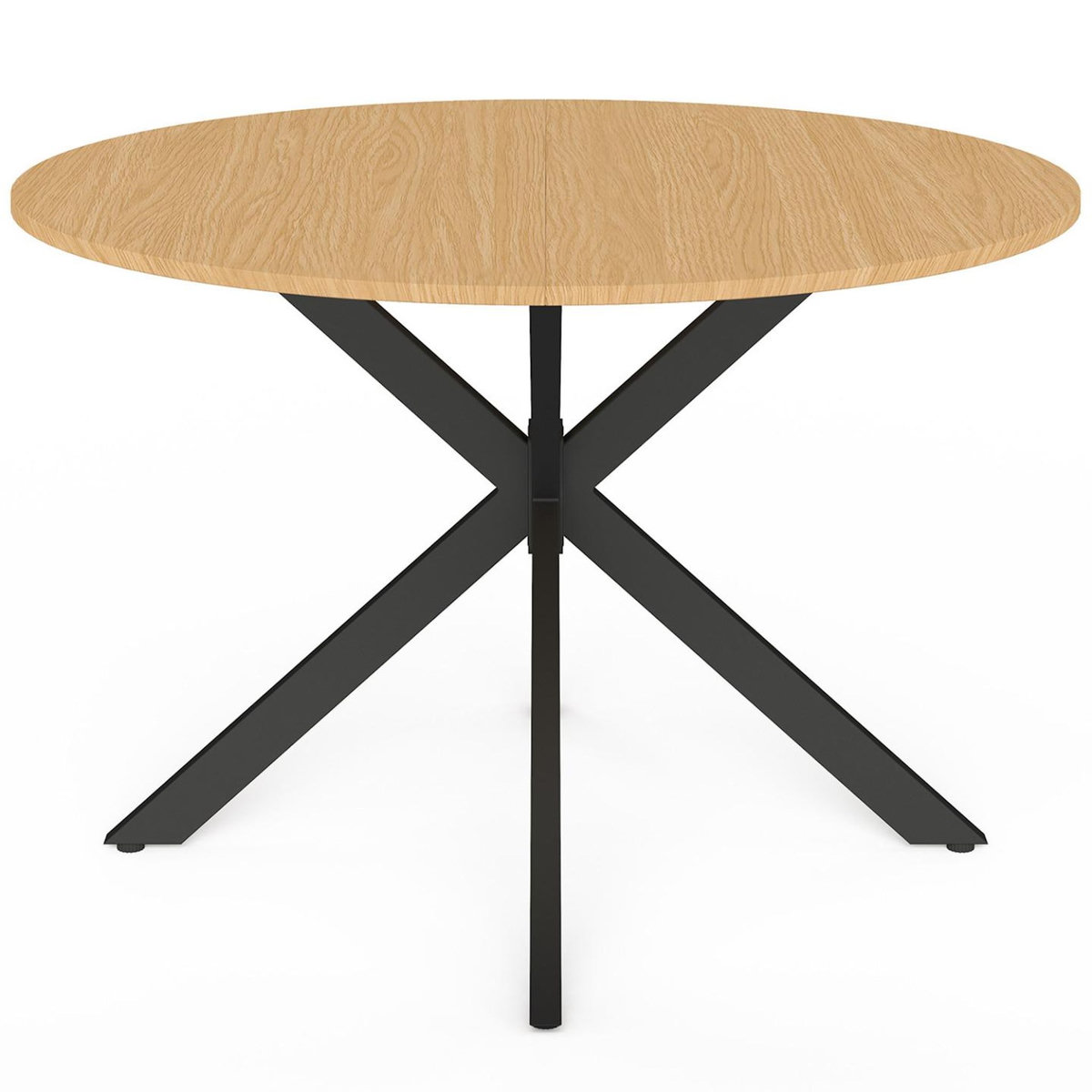 ID MARKET Table de jardin ronde MESSINA 120 cm 6 personnes pied araignée plateau métal effet bois
