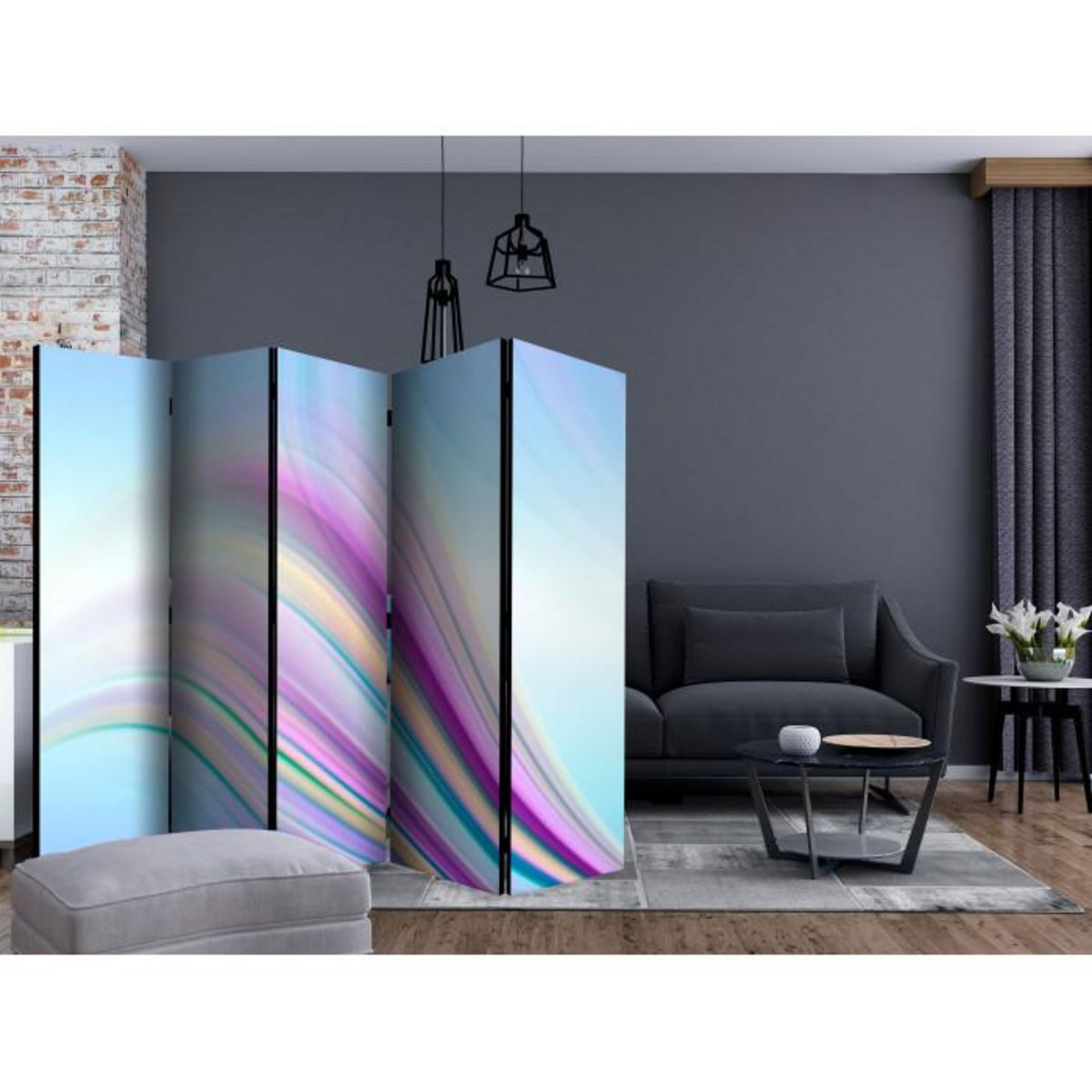 Paris Prix Paravent 5 Volets  Rainbow Abstract Background  172x225cm