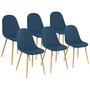 Voir la diapositive 1 : ID MARKET Lot de 6 chaises scandinaves DAPHNE en tissu bleu canard pour salle à manger