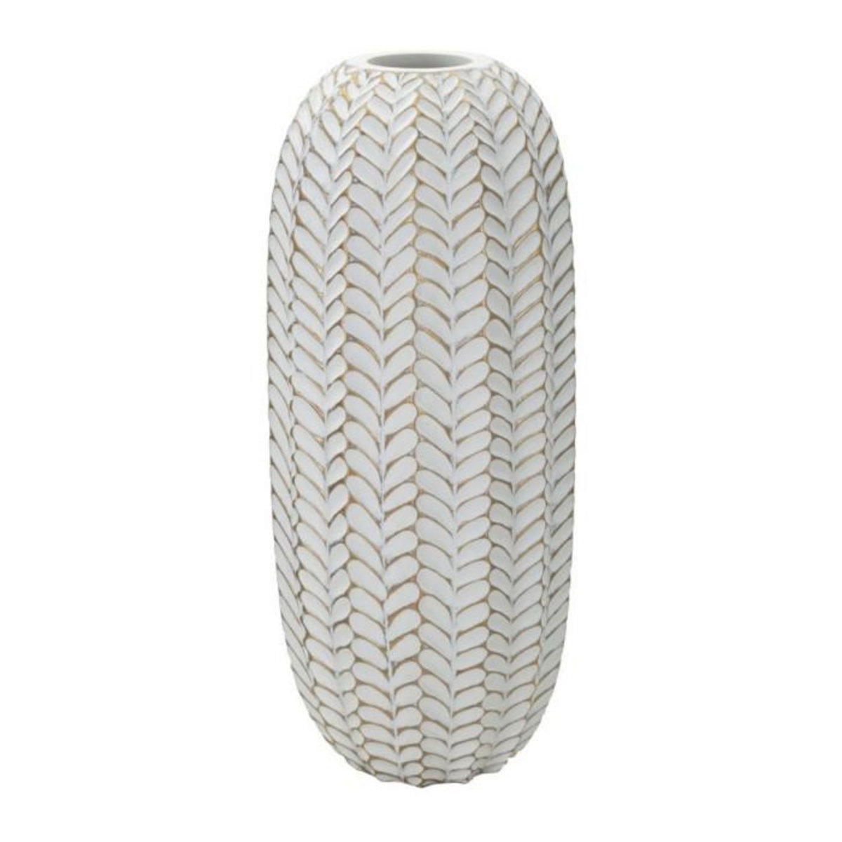 Paris Prix Vase Déco en Résine  Leaf  46cm Blanc