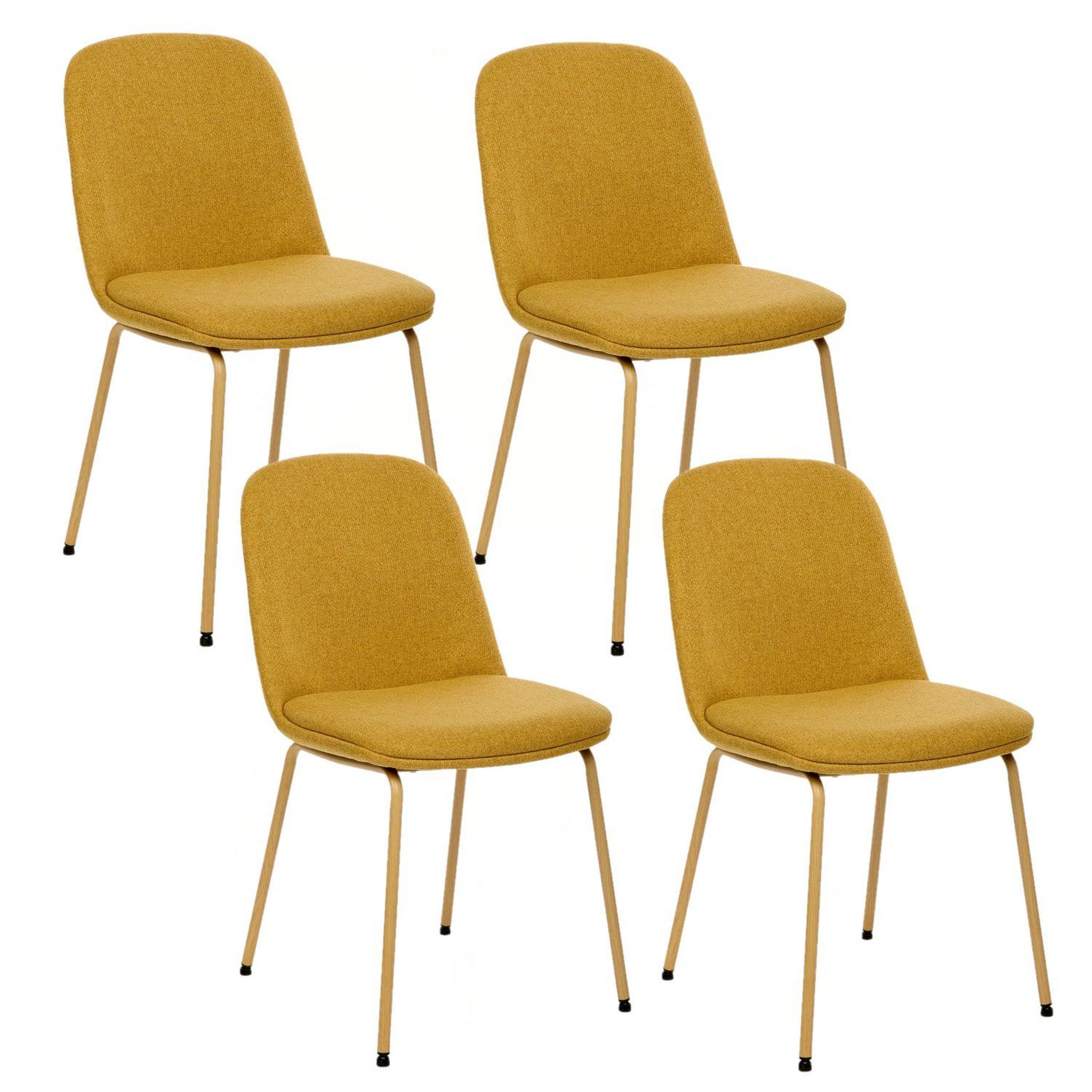 Voir la diapositive 1 : TOILINUX Lot de 4 chaises en tissu et pieds métal neora