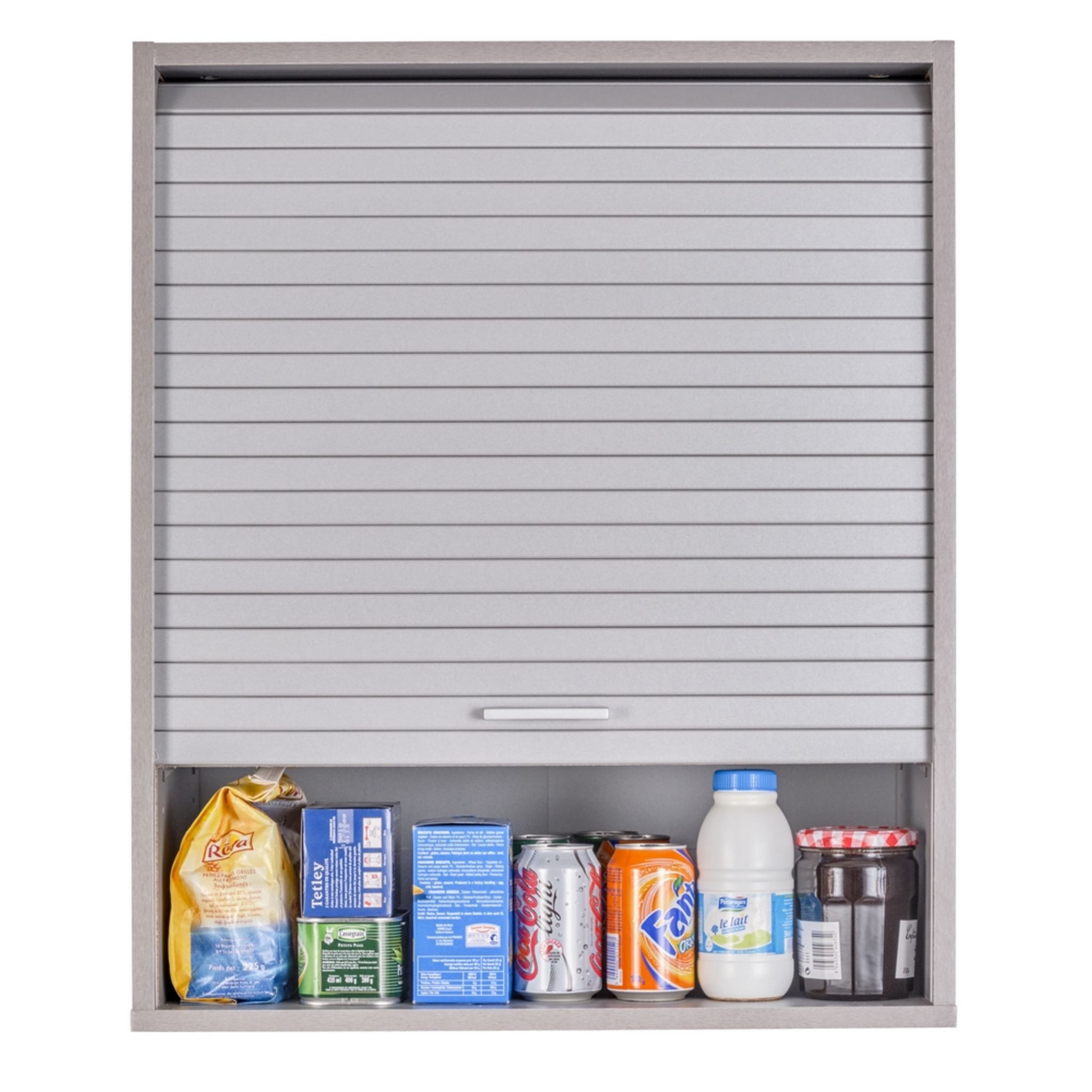 Rangement de cuisine à rideau coloris aluminium L60 cm - COOKING. Coloris disponibles : Gris