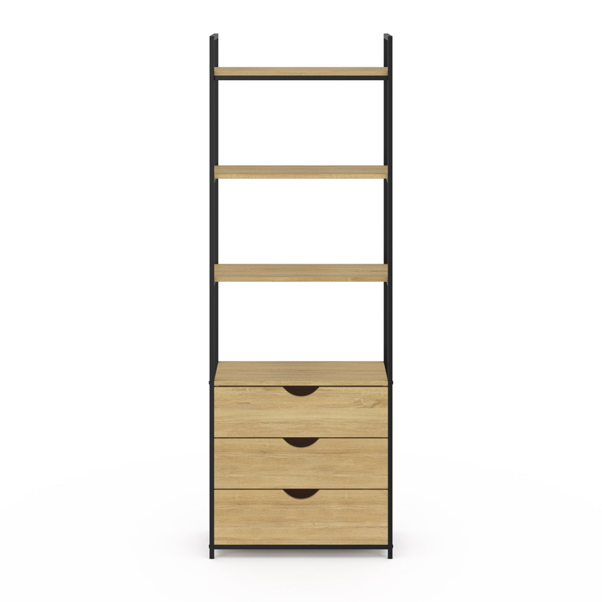 ID MARKET Etagère bibliothèque 4 niveaux avec 3 tiroirs DETROIT design industriel 170 cm