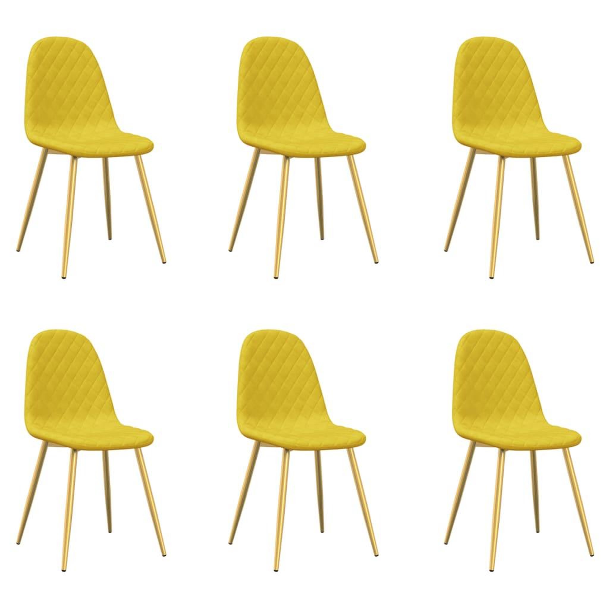 Voir la diapositive 2 : VIDAXL Chaises a manger lot de 6 Jaune moutarde Velours