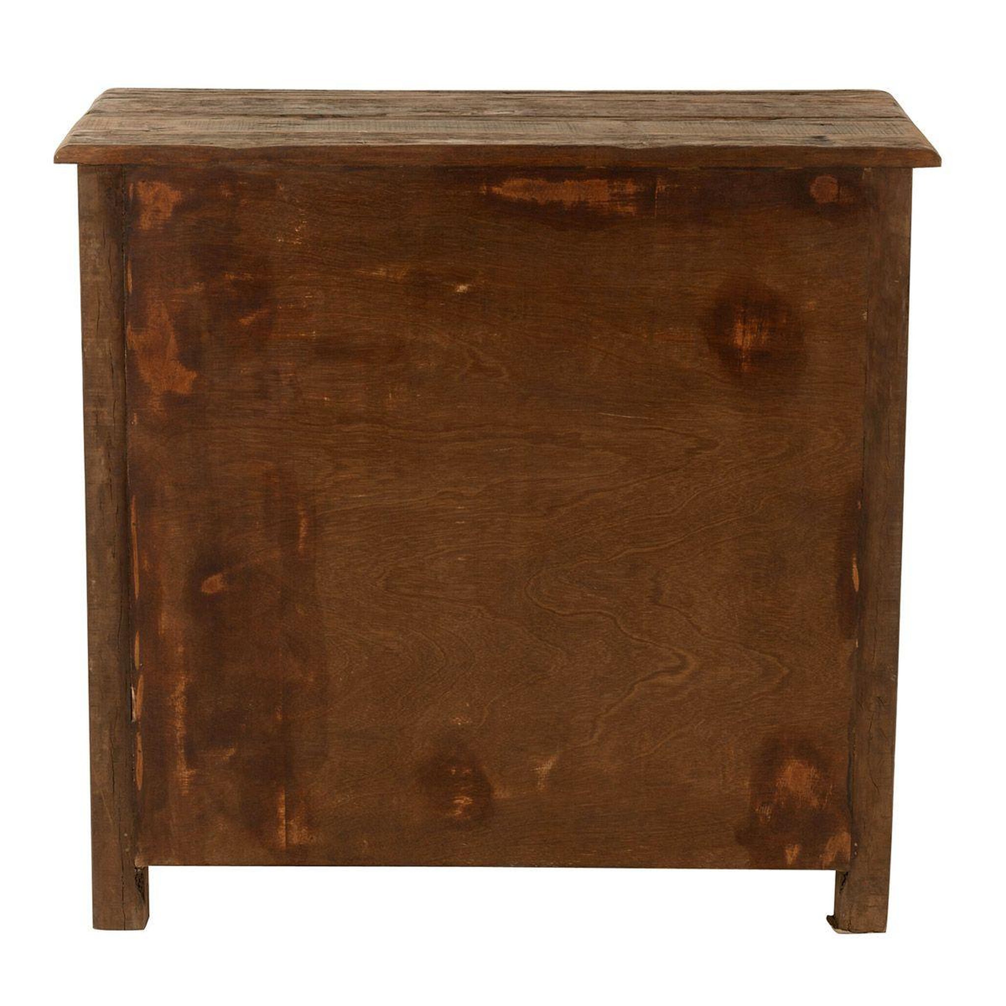 Voir la diapositive 4 : J-LINE Commode 3 tiroirs en bois  vieilli  100cm marron
