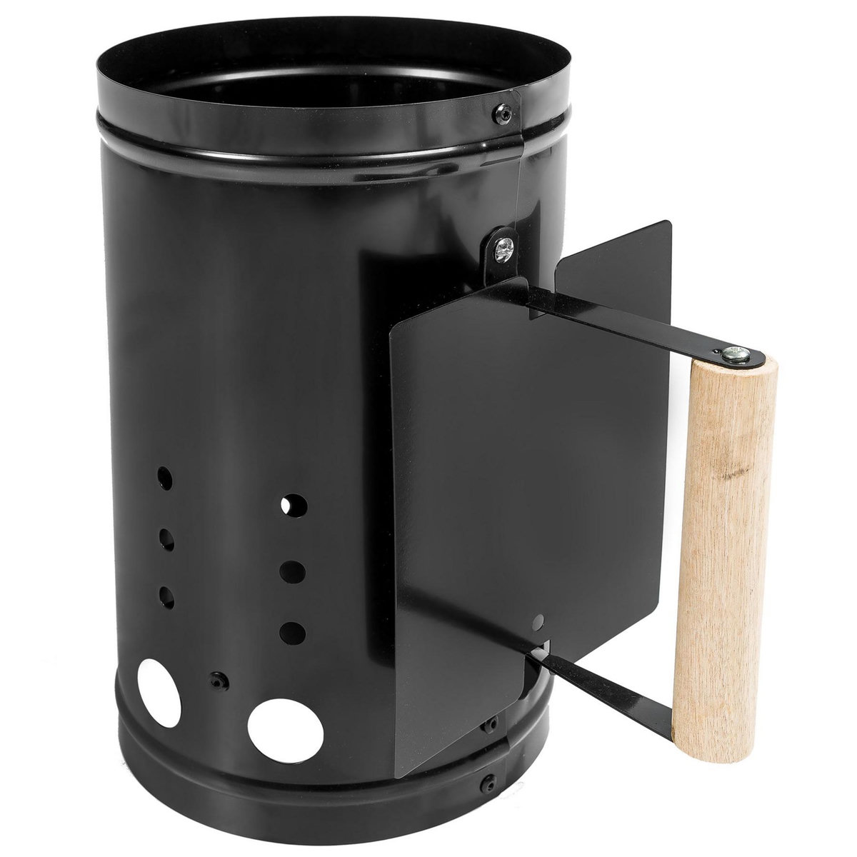 tectake Cheminée d'allumage charbon en tôle d'acier avec bouclier thermique noir