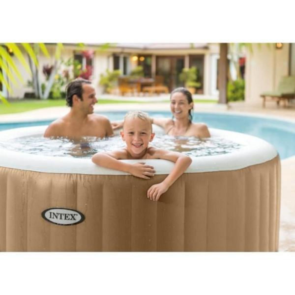 INTEX Spa gonflable INTEX - Sahara - 196 x 71 cm - 4 places - Rond - 28426FR + Lumiere d'ambiance LED