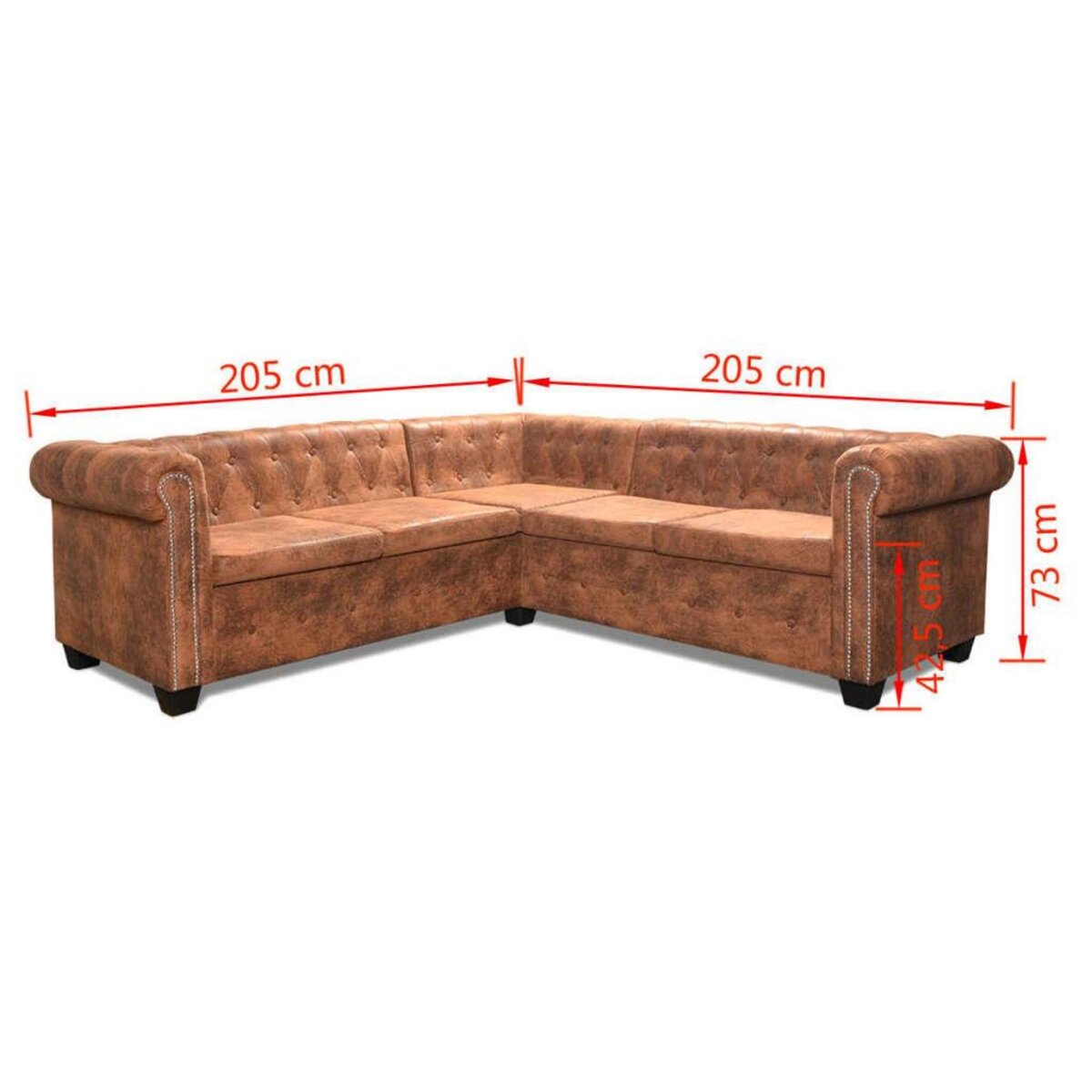 VIDAXL Canape d'angle Chesterfield 5 plcs Cuir artificiel Marron