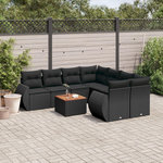 VIDAXL Salon de jardin 9 pcs avec coussins noir resine tressee