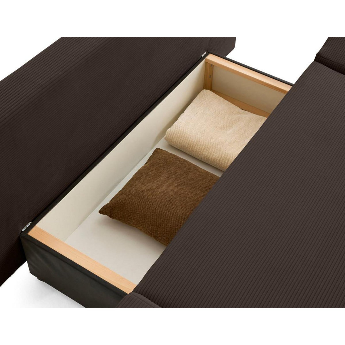 BEST MOBILIER Larson - canapé droit 3 places convertible avec coffre en velours côtelé
