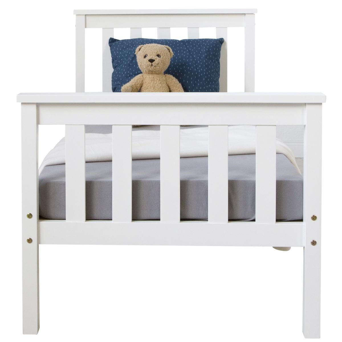 HomeStyle4U Lit simple en bois - blanc