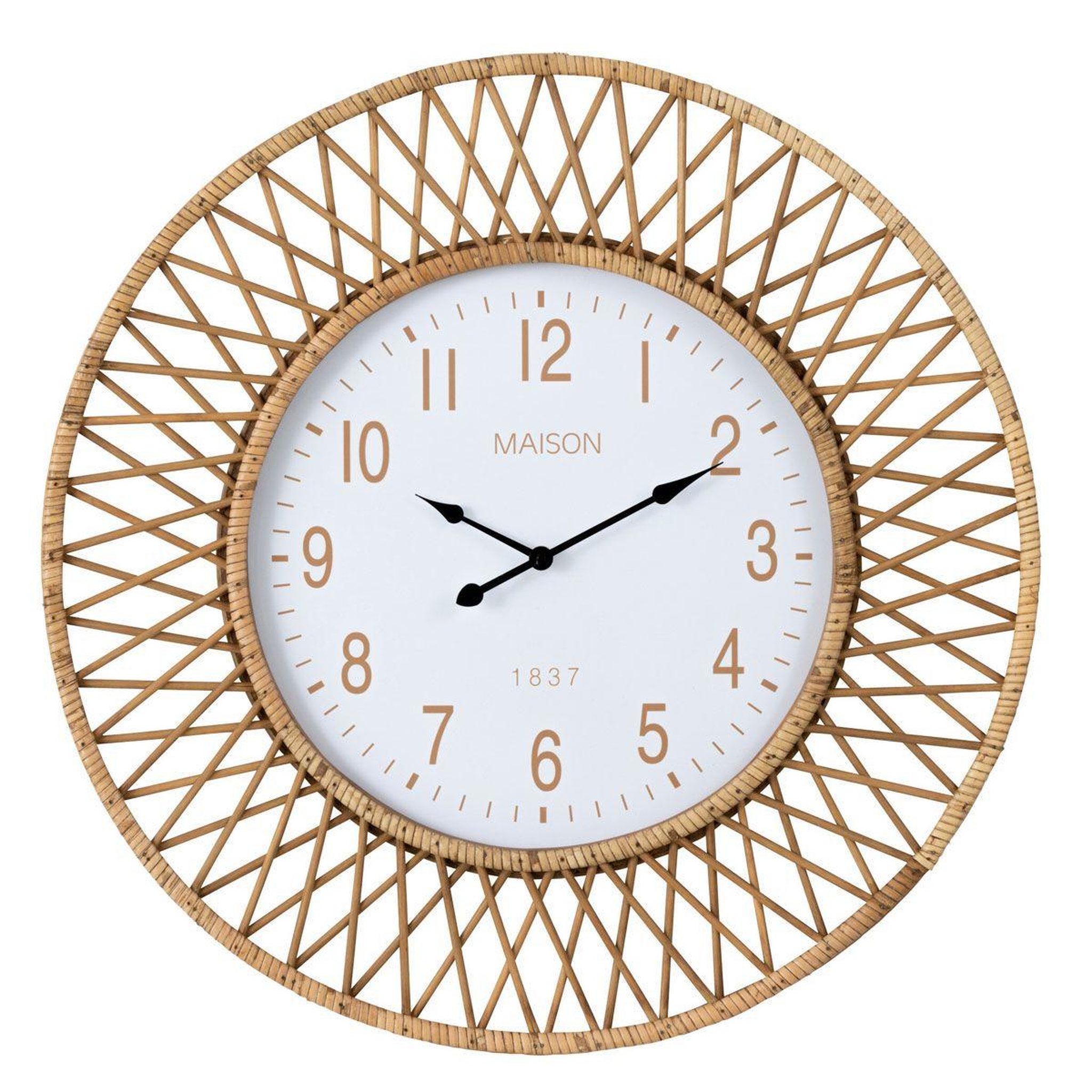 J-LINE Horloge murale en rotin  wonder  61cm naturel