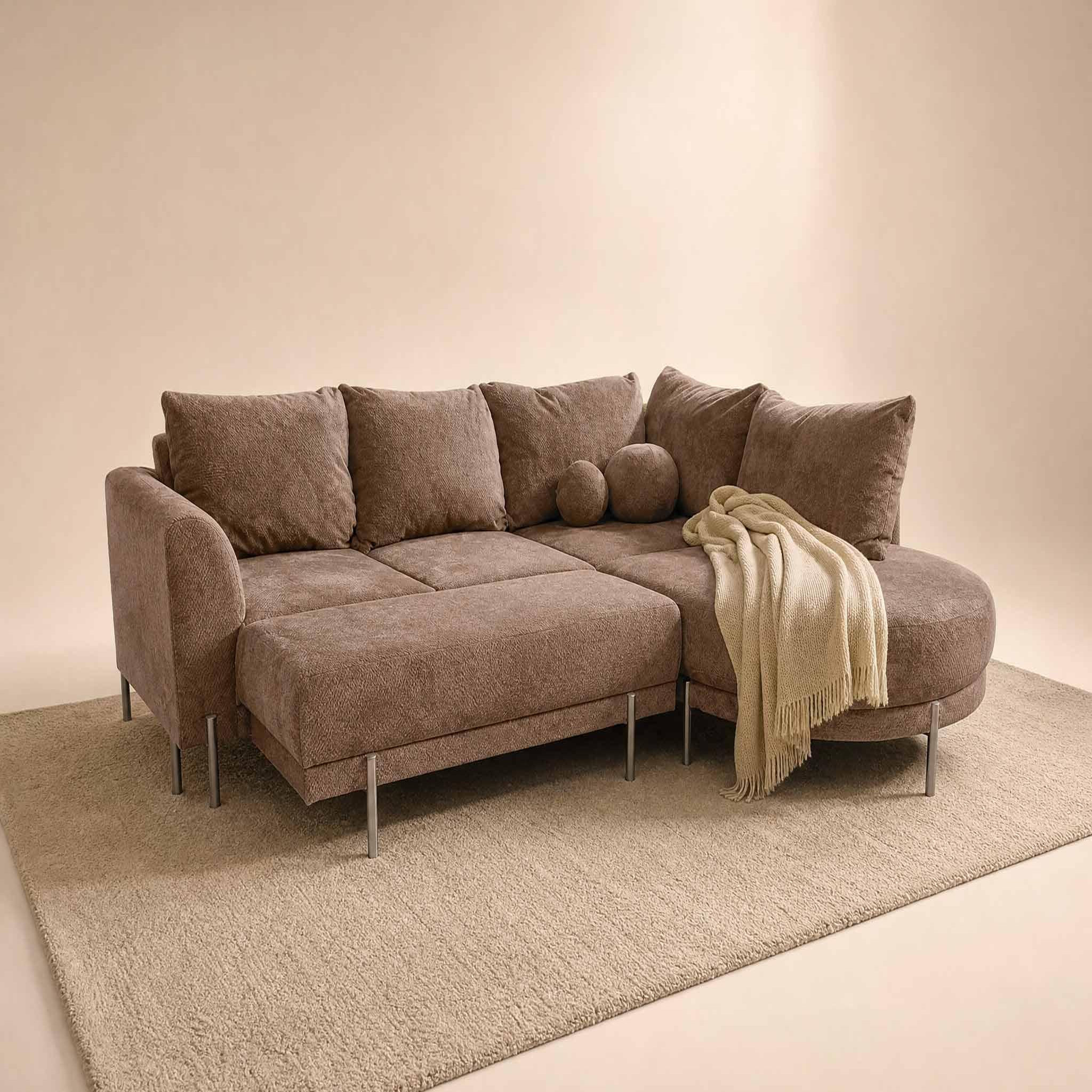 Voir la diapositive 2 : BEST MOBILIER Gabin - pouf en velours texturé