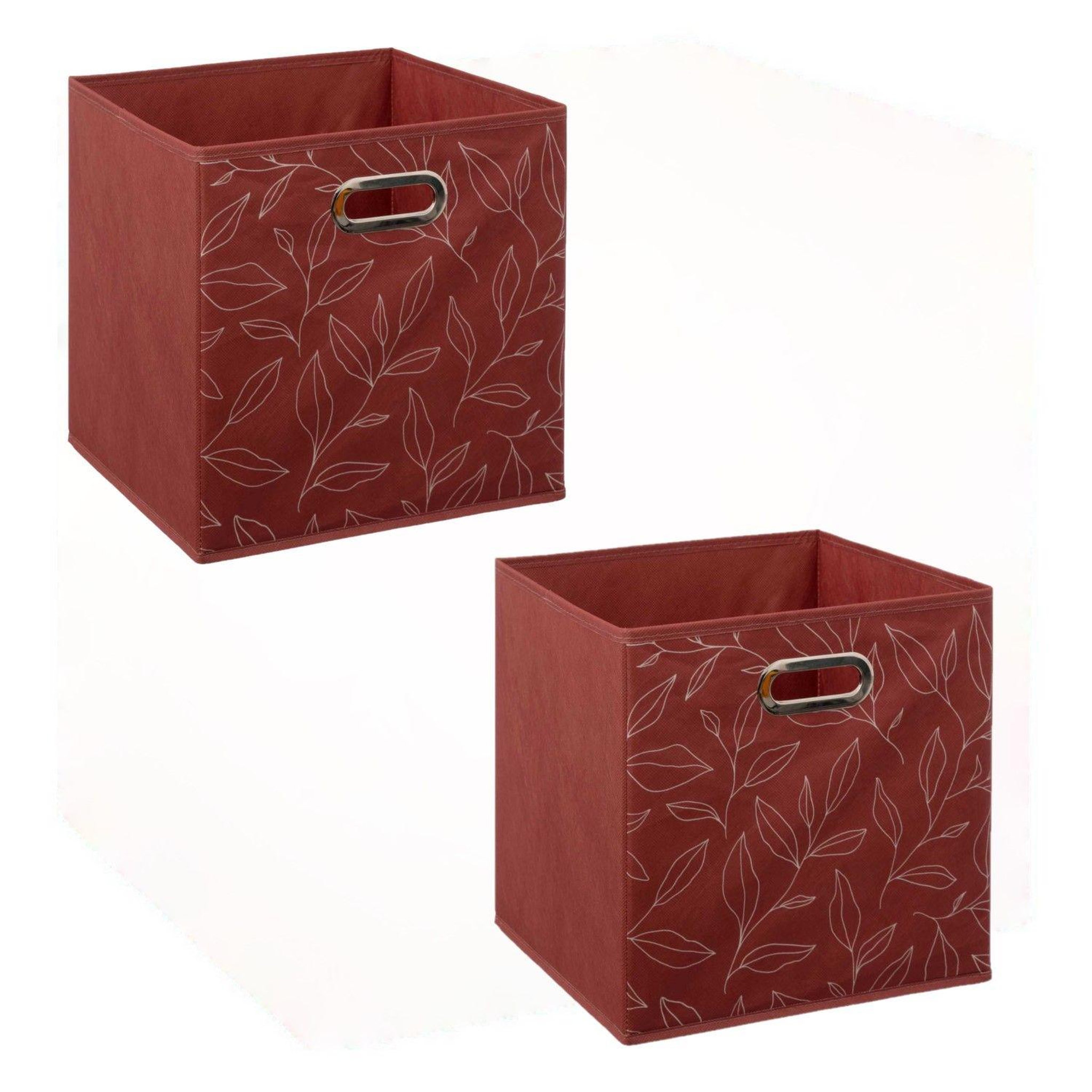TOILINUX Lot de 2 boites de rangement en tissu minimalist - 31x31x31cm - rouge