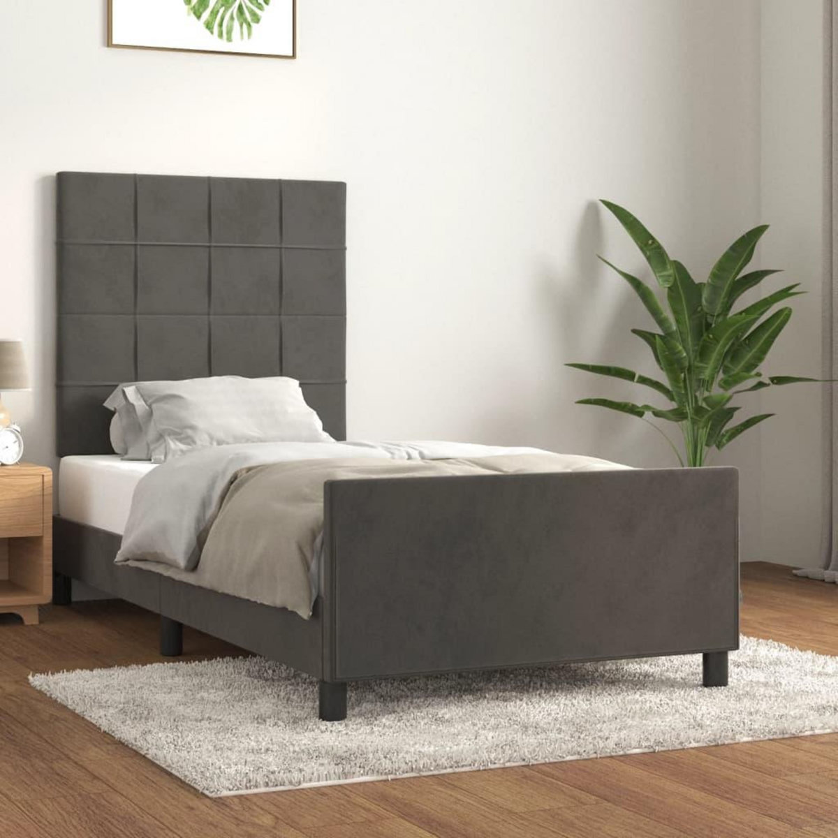VIDAXL Cadre de lit sans matelas gris fonce 90x190 cm velours